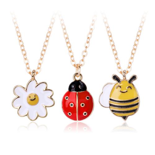 Zinc Alloy Jewelry Necklace plated three pieces & Unisex & enamel golden Sold By Set