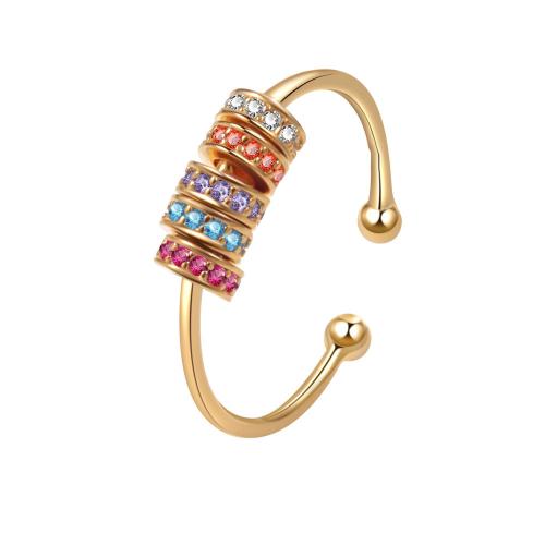 Cubique anneau en laiton Circonia Micro Pave, Placage, pavé de micro zircon & pour femme, plus de couleurs à choisir, Vendu par PC