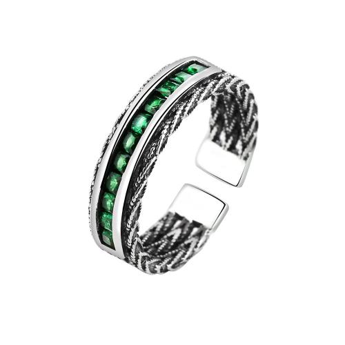 Kubieke Circonia Micro Pave Brass Ring, Messing, plated, uniseks & micro pave zirconia, zilver, Verkocht door PC