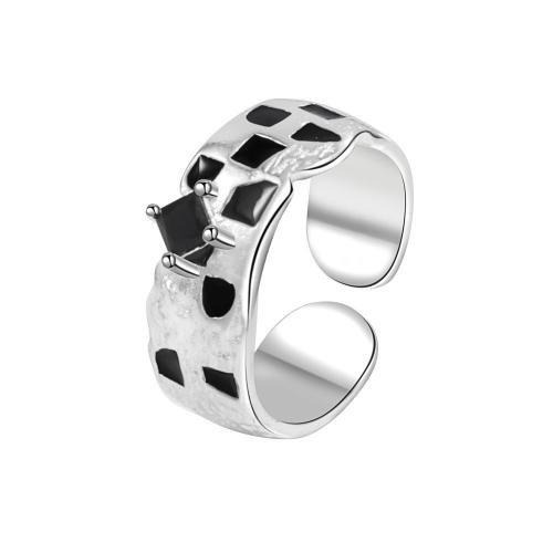 Brass Finger Ring, plated, Unisex & enamel, platinum color, Sold By PC