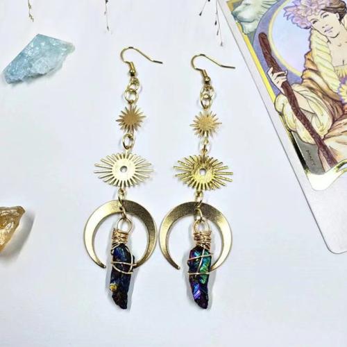 Natural Quartz Earrings with Zinc Alloy fashion jewelry & for woman 100mm Sold By Pair