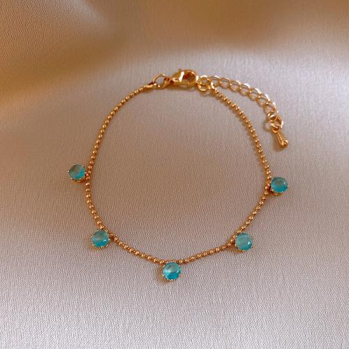 Cubic Zirconia Micro Pave Brass Bracelet, with 6cm extender chain, fashion jewelry & micro pave cubic zirconia & for woman, more colors for choice, Length:Approx 19 cm, Sold By PC