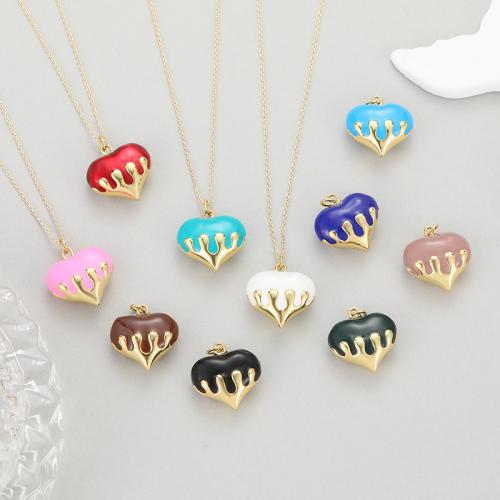 Bijoux pendentifs en laiton, coeur, bijoux de mode & pour femme & émail, plus de couleurs à choisir, 23.76x19.70mm, Vendu par PC