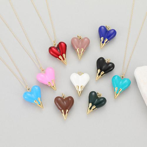 Brass Jewelry Pendants, Heart, fashion jewelry & for woman & enamel, more colors for choice, 29.23x19.50mm, Sold By PC