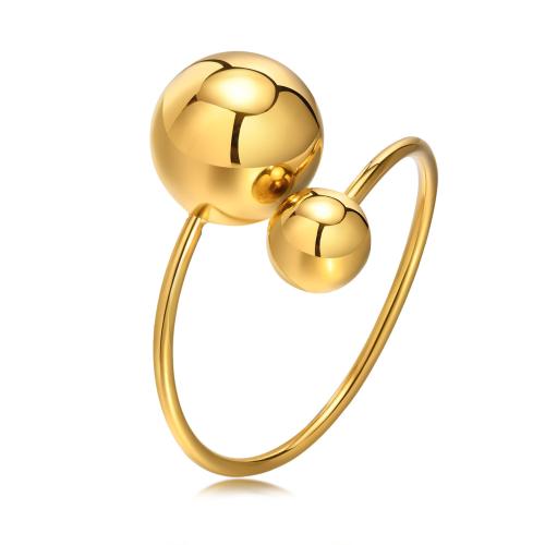 Stainless Steel Finger Ring, 304 Stainless Steel, Flower, 18K gold plated, fashion jewelry & for woman, golden, diameter 17mm, Sold By PC