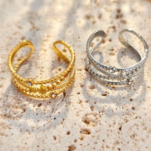 Rhinestone Stainless Steel Finger Ring 304 Stainless Steel fashion jewelry & Unisex & with rhinestone diameter 17mm Sold By PC