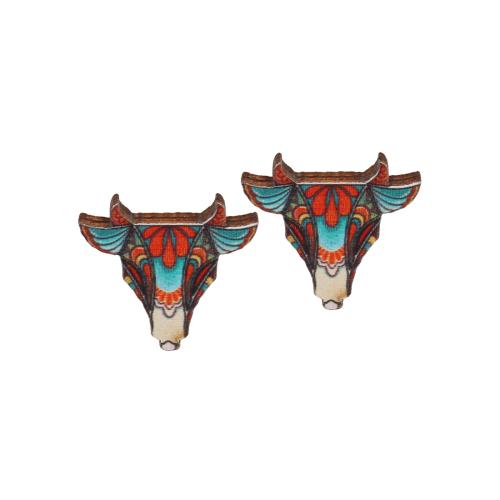 Wood Earring, with Iron, Animal, printing, fashion jewelry & Unisex & different size for choice, more colors for choice, Sold By Pair