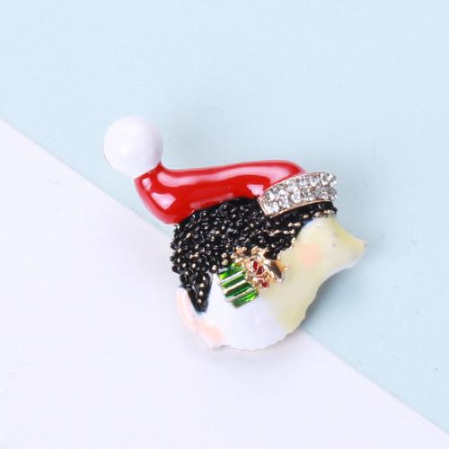 Tibetan Style Brooch, Hedgehog, plated, Christmas Design & cute & enamel & with rhinestone, mixed colors, nickel, lead & cadmium free, Sold By PC