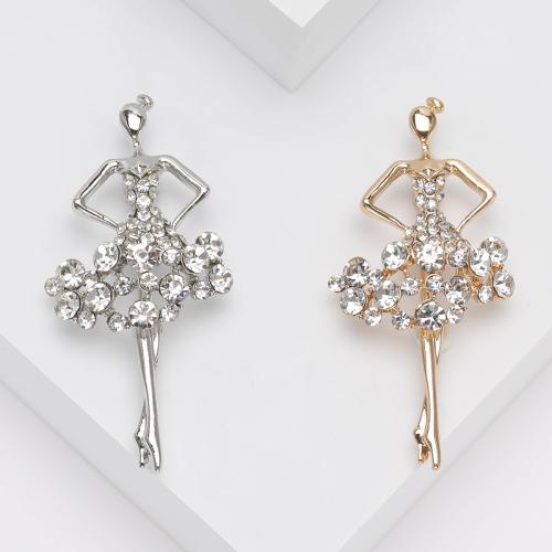 Zinc Alloy Brooch plated for woman & with rhinestone nickel lead & cadmium free Sold By PC