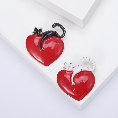 Zinc Alloy Brooch Heart plated for woman & enamel nickel lead & cadmium free Sold By PC