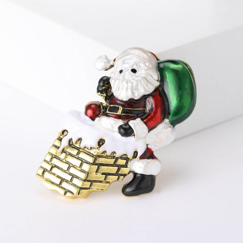 Tibetan Style Brooch, Santa Claus, plated, Christmas Design & for woman & enamel, mixed colors, nickel, lead & cadmium free, Sold By PC