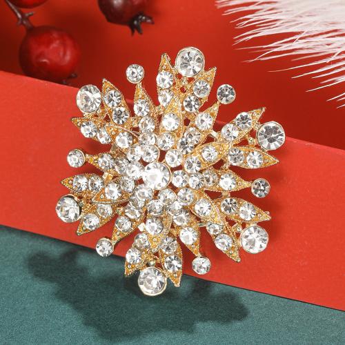 Zinc Alloy Brooches Snowflake plated for woman & with rhinestone nickel lead & cadmium free Sold By PC