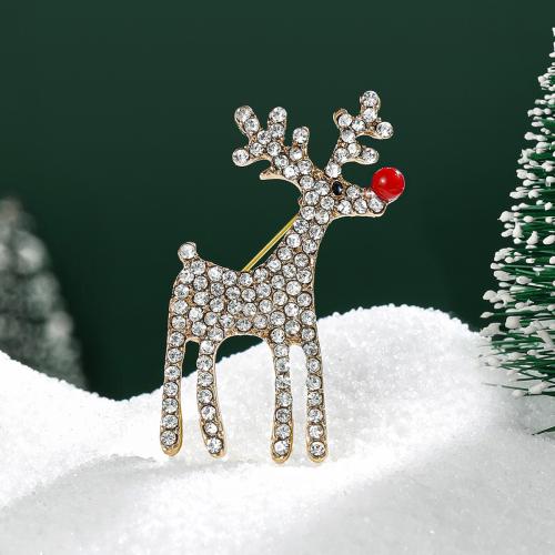 Christmas Brooches, Tibetan Style, Deer, plated, Christmas Design & for woman & enamel, more colors for choice, nickel, lead & cadmium free, Sold By PC