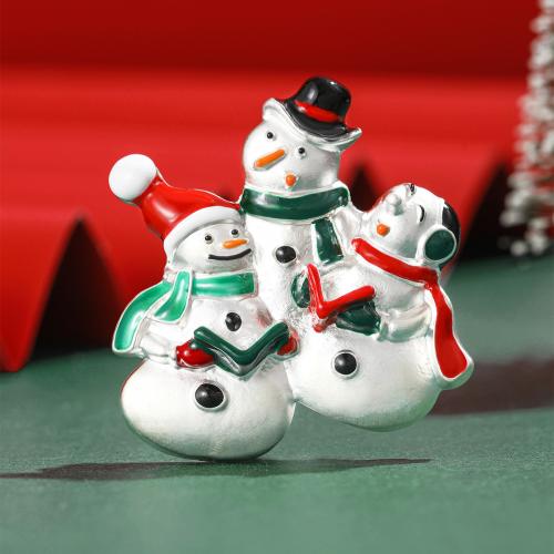 Christmas Brooches, Tibetan Style, Snowman, plated, Christmas Design & for woman & enamel, white, nickel, lead & cadmium free, Sold By PC