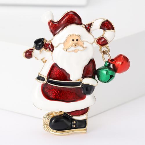 Christmas Brooches, Tibetan Style, Santa Claus, gold color plated, Christmas Design & for woman & enamel, nickel, lead & cadmium free, Sold By PC