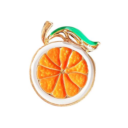 Tibetan Style Brooches, Lemon, plated, fashion jewelry & enamel, orange, nickel, lead & cadmium free, 27x33mm, Sold By PC