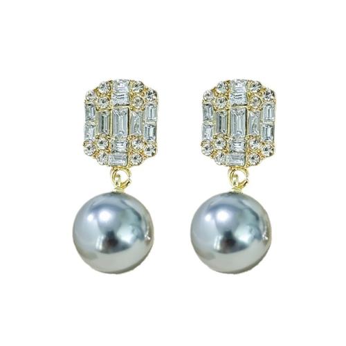 Tibetan Style Drop Earrings, with Plastic Pearl, plated, fashion jewelry & with rhinestone, mixed colors, nickel, lead & cadmium free, 13x33mm, Sold By Pair