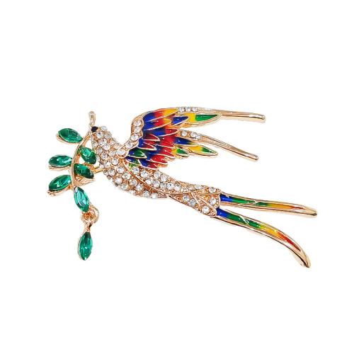 Tibetan Style Brooches, swallow, plated, fashion jewelry & with rhinestone, mixed colors, nickel, lead & cadmium free, 58x31mm, Sold By PC