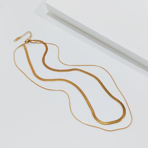 Zinc Alloy Jewelry Necklace gold color plated Double Layer & fashion jewelry golden nickel lead & cadmium free Sold By PC