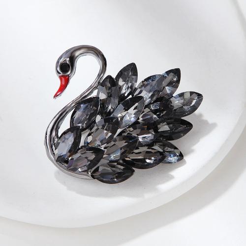 Zinc Alloy Brooches with Crystal Swan plated fashion jewelry nickel lead & cadmium free Sold By PC