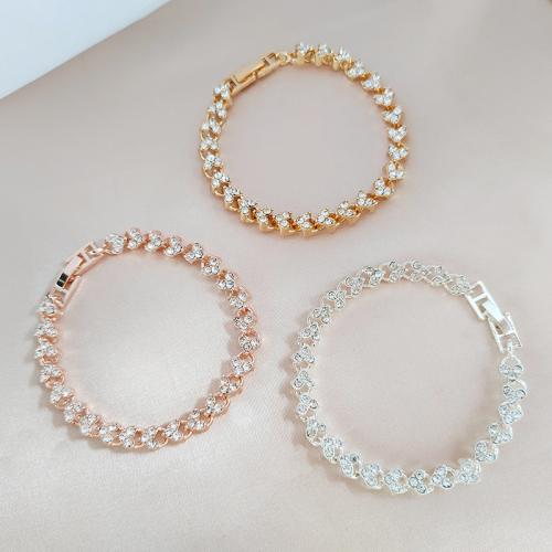 Tibetan Style Bracelet, plated, fashion jewelry & micro pave cubic zirconia, more colors for choice, nickel, lead & cadmium free, Length:17 cm, Sold By PC