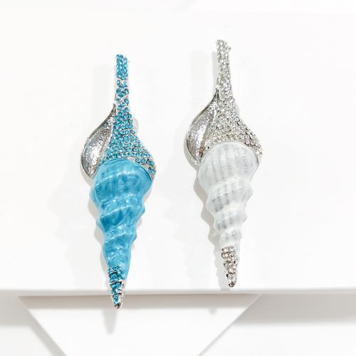 Zinklegierung Broschen, Strandschnecke, plattiert, Modeschmuck & Emaille & mit Strass, keine, frei von Nickel, Blei & Kadmium, 25x85mm, verkauft von PC