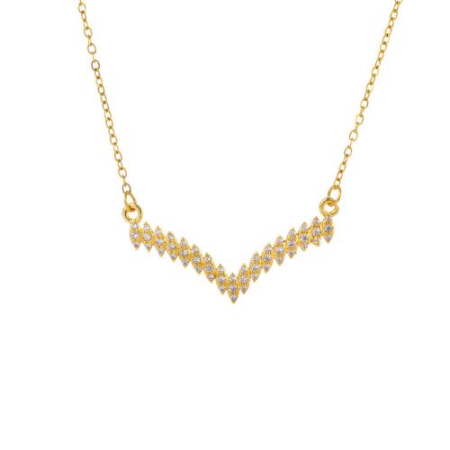 Collier d'acier titane, avec 5cm chaînes de rallonge, Plaqué or 18K, bijoux de mode & pavé de micro zircon & pour femme, Longueur:Environ 40 cm, Vendu par PC