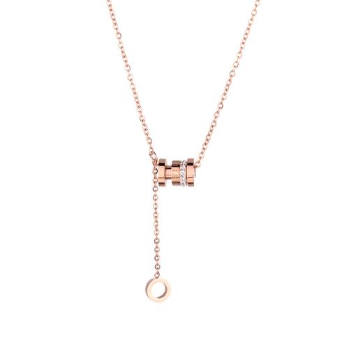 Titanium Steel Necklace, with 5cm extender chain, Vacuum Ion Plating, fashion jewelry & for woman & with rhinestone, more colors for choice, Length:Approx 40 cm, Sold By PC