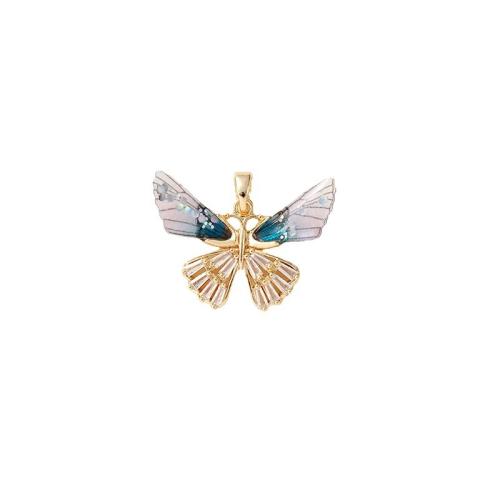 Cubic Zirconia Micro Pave Brass Pendant with Acrylic Butterfly plated DIY & micro pave cubic zirconia Sold By PC