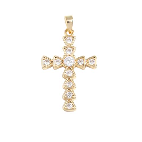 Cubic Zirconia Micro Pave Brass Pendant, Cross, plated, DIY & different styles for choice & micro pave cubic zirconia, more colors for choice, Sold By PC