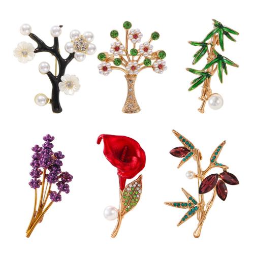 Tibetan Style Brooches, with Plastic Pearl & Acrylic, plated, different styles for choice & for woman & enamel & with rhinestone, more colors for choice, Sold By PC