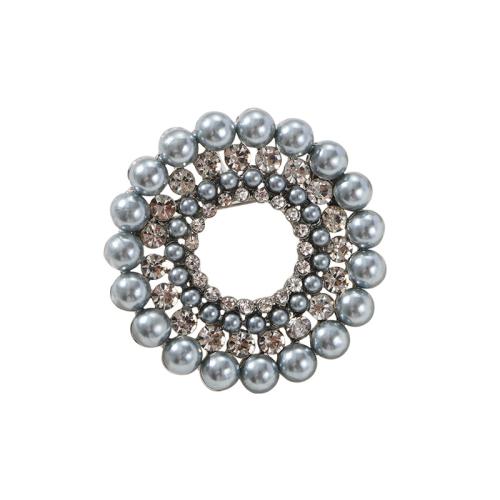 Broches en alliage de zinc, avec perle de plastique, Placage, pour femme & avec strass, argent, Vendu par PC