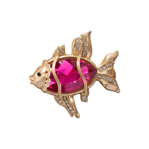 Tibetan Style Brooches, with Crystal, Fish, plated, for woman & with rhinestone, more colors for choice, Sold By PC