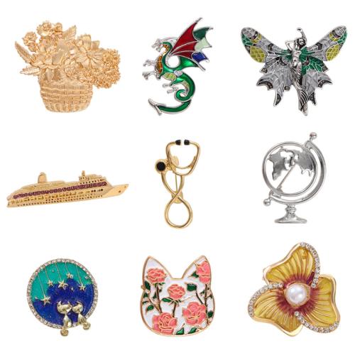 Zinc Alloy Brooches plated & for woman & enamel & with rhinestone Sold By PC