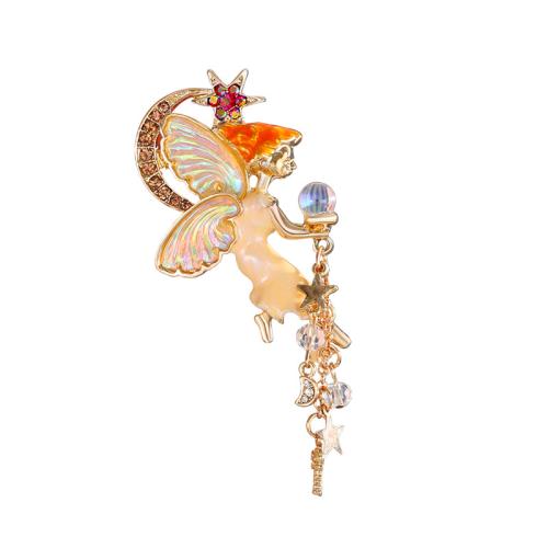 Zinc Alloy Brooches with Crystal & Resin plated for woman & with rhinestone gold Sold By PC