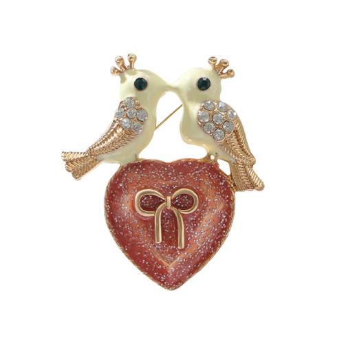 Tibetan Style Brooches, plated, for woman & enamel & with rhinestone, golden, Sold By PC