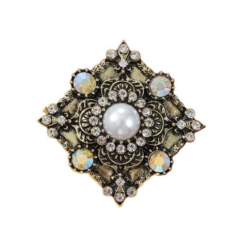 Tibetan Style Brooches, with Plastic Pearl, plated, different styles for choice & for woman & enamel & with rhinestone, more colors for choice, Sold By PC