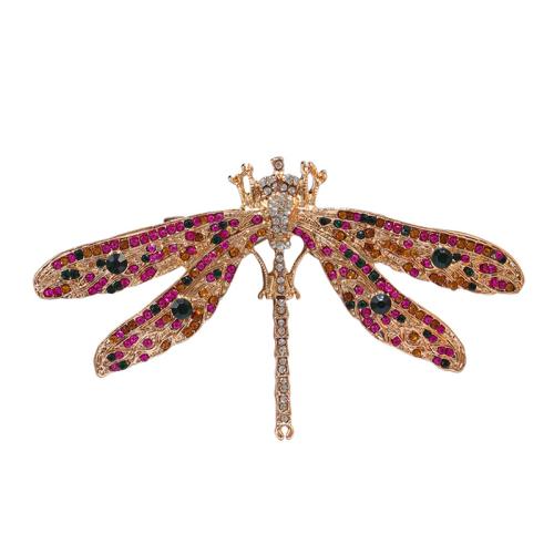 Zinc Alloy Brooches Dragonfly plated for woman & with rhinestone multi-colored Sold By PC