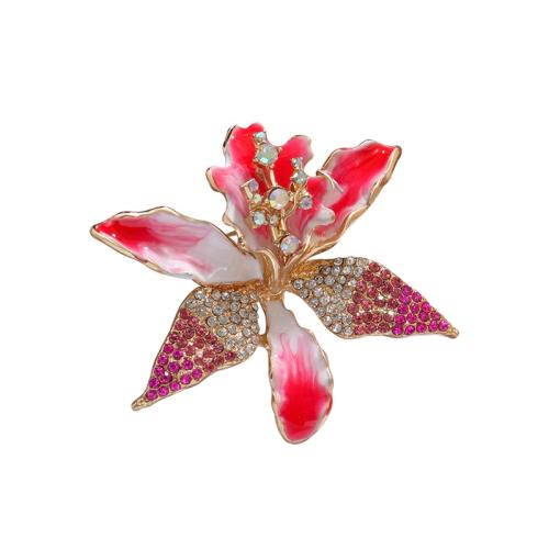 Tibetan Style Brooches, petals, plated, for woman & enamel & with rhinestone, more colors for choice, Sold By PC