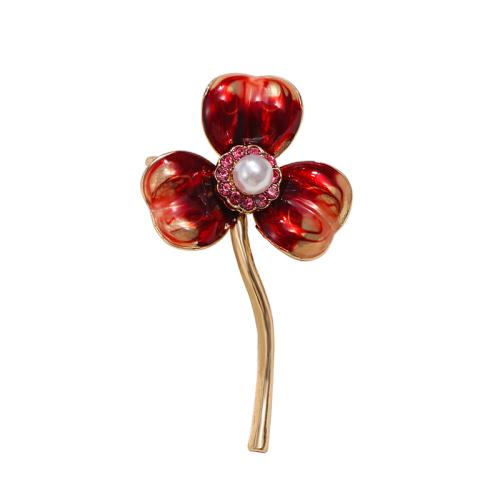 Zinc Alloy Brooches with Plastic Pearl plated for woman & enamel Sold By PC