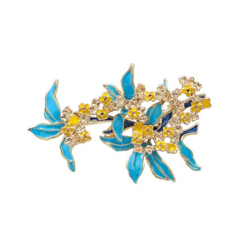 Tibetan Style Brooches, petals, plated, for woman & enamel, blue, Sold By PC