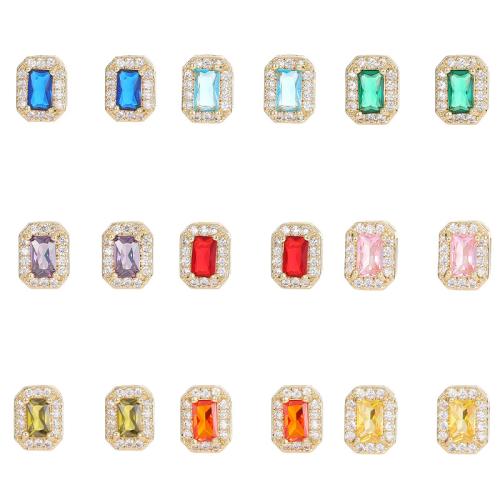 Cubic Zirconia Micro Pave Latão Brinco, cobre, banhado, micro pavimento em zircônia cúbica & para mulher, Mais cores pare escolha, vendido por par