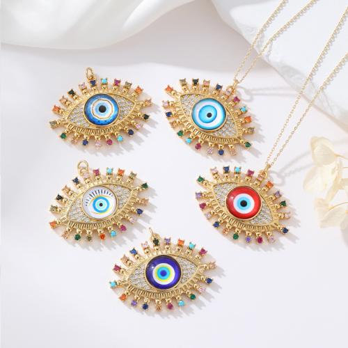 Evil Eye Pendants, Brass, plated, DIY & different styles for choice & micro pave cubic zirconia & epoxy gel, more colors for choice, Sold By PC