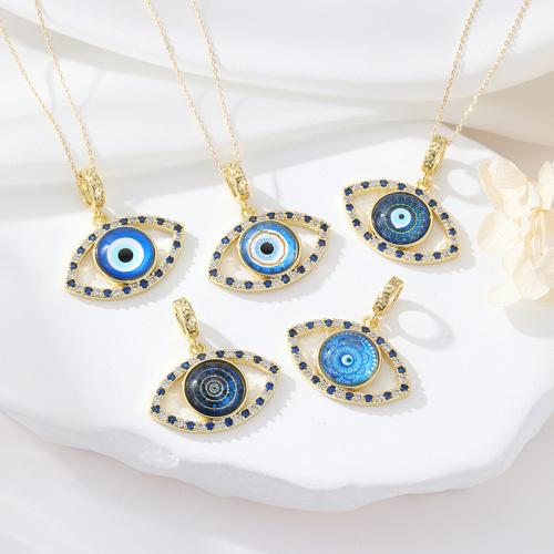 Evil Eye Pendants Brass plated DIY & micro pave cubic zirconia & epoxy gel gold Sold By PC