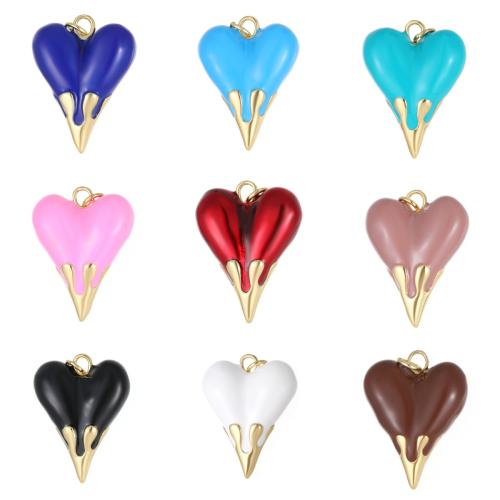 Brass Heart Pendants, plated, DIY & enamel, more colors for choice, Sold By PC