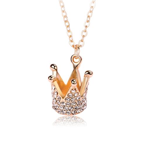 Zinc Alloy Jewelry Necklace plated for woman & with rhinestone golden Sold By PC