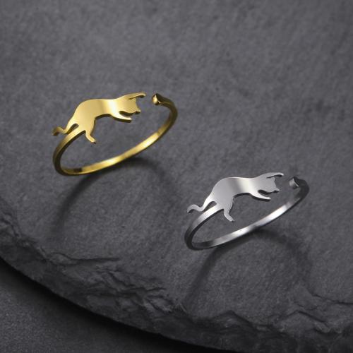 Stainless Steel Finger Ring, 304 Stainless Steel, Cat, fashion jewelry & Unisex, more colors for choice, Sold By PC