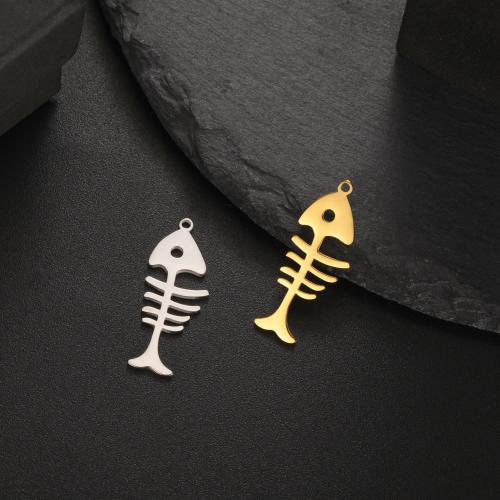 Stainless Steel Pendants, 304 Stainless Steel, Fish Bone, DIY, more colors for choice, 25x10mm, Sold By PC