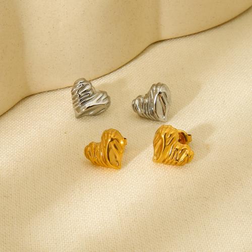 Stainless Steel Stud Earrings 304 Stainless Steel Heart fashion jewelry & for woman Sold By Pair