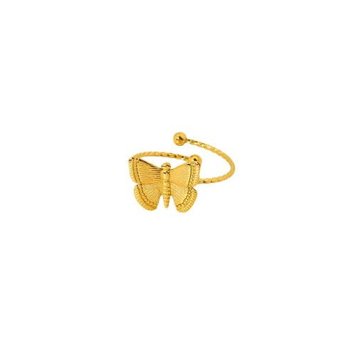 Anello in acciaio inox, 304 acciaio inox, Farfalla, Placcato oro 18K, gioielli di moda & per la donna, dorato, Venduto da PC